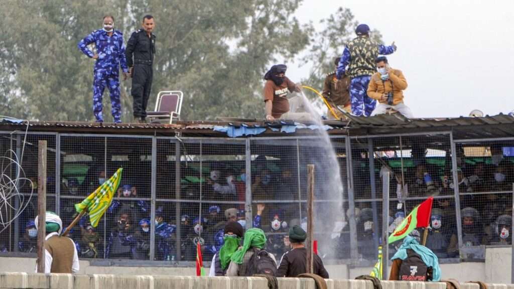 police respond with tear gas in Haryana.